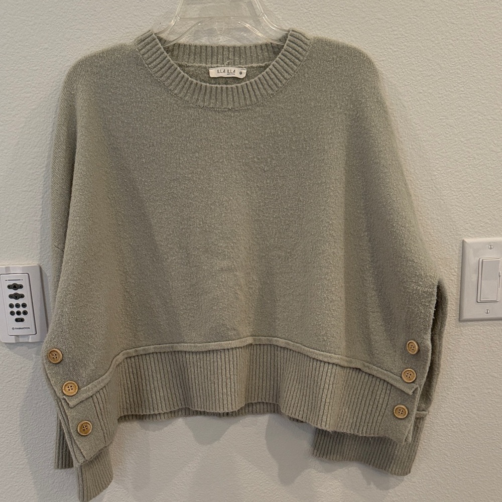 ILLA ILLA Soft Sage Green Buttoned Accent Sweater
